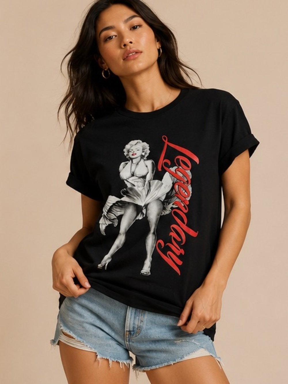 Vintage Legendary Marilyn Monroe Graphic Tee Black Size XL